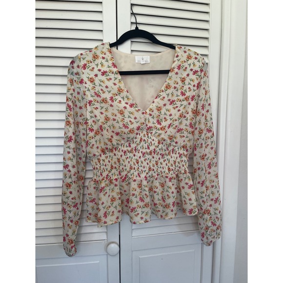Lost + Wander Tops - Lost + Wander Floral Smocked Cottagecore Coquette Girlhood Top